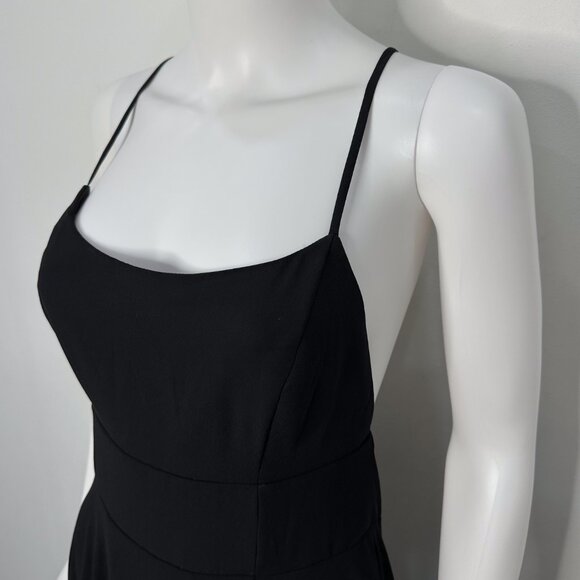 Lulus Dreamy Romance Backless Strappy High Slit Maxi Dress in Black Women's Sz L - Picture 4 of 16